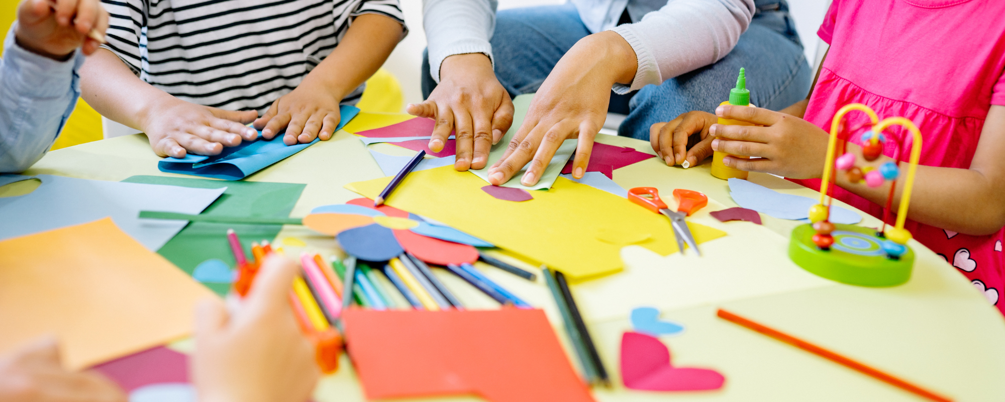 A child exploring a creative activity